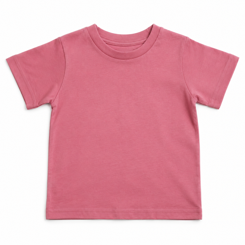 Load image into Gallery viewer, BABY &amp; TODDLER PLAIN T SHIRT 100% COTTON Basic Blank Tee Top Teen Teenager Crew Kids - Pink-2

