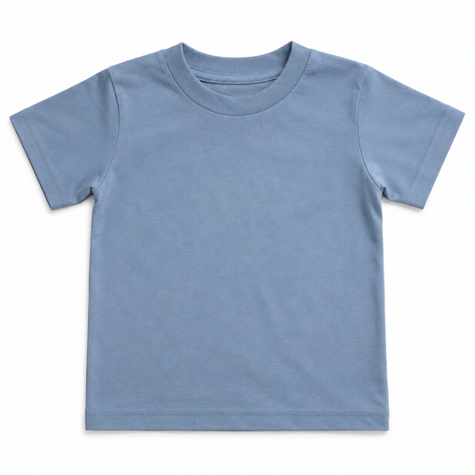 BABY & TODDLER PLAIN T SHIRT 100% COTTON Basic Blank Tee Top Teen Teenager Crew Kids - Sky Blue-2
