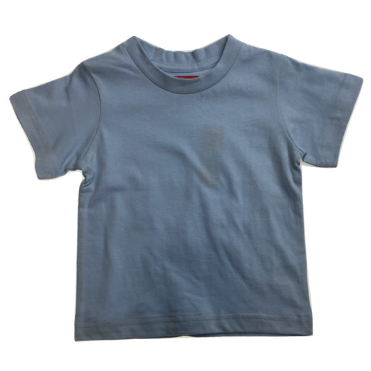 BABY & TODDLER PLAIN T SHIRT 100% COTTON Basic Blank Tee Top Teen Teenager Crew Kids - Sky Blue-3