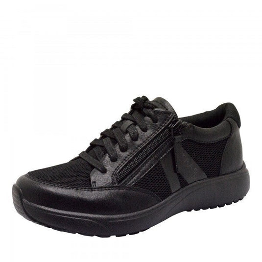Alegria Traq Eazee Athletic Hiking Shoes w/ Easy-To-Zip Side Zipper - All Black-6