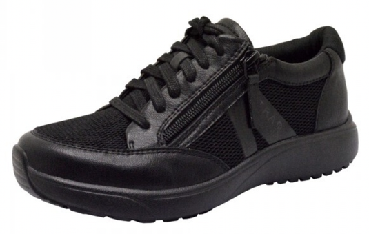Alegria Traq Eazee Athletic Hiking Shoes w/ Easy-To-Zip Side Zipper - All Black-0