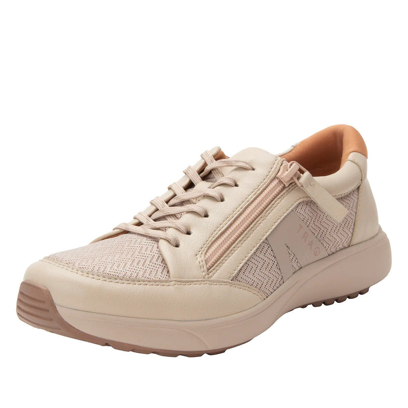 Load image into Gallery viewer, Alegria Womens TRAQ Eazee Athletic Lace-Up Sneaker Shoes with Side Zipper - Bone-0
