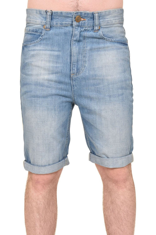 Crosshatch Mens Treyforth Trebor Jean Shorts in Light Denim-0