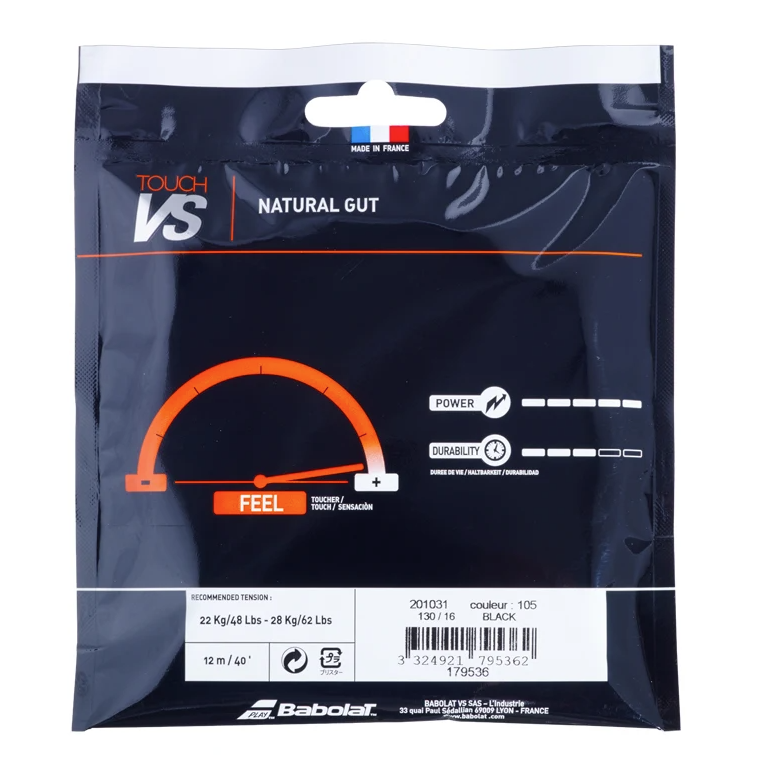 Load image into Gallery viewer, Babolat Touch VS Natural Gut Tennis Racquet Strings 130/16 - 12m (Full Set) - Black-2
