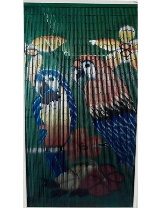 Deluxe Handmade Bamboo Door Curtain Room Divider (90cm x 200cm) - Parrots/Birds-1