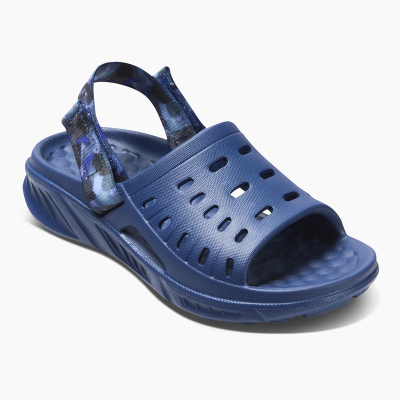 Load image into Gallery viewer, Joybees Kids Trekking Slides Clogs Sandals in Solid Twilight Blue-1
