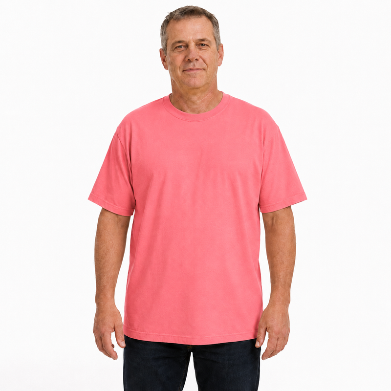 Load image into Gallery viewer, Mens Plain T Shirt 100% COTTON Loose Baggy Fit Blank Tee Top Basic T-Shirt - Pink (Salmon)-0
