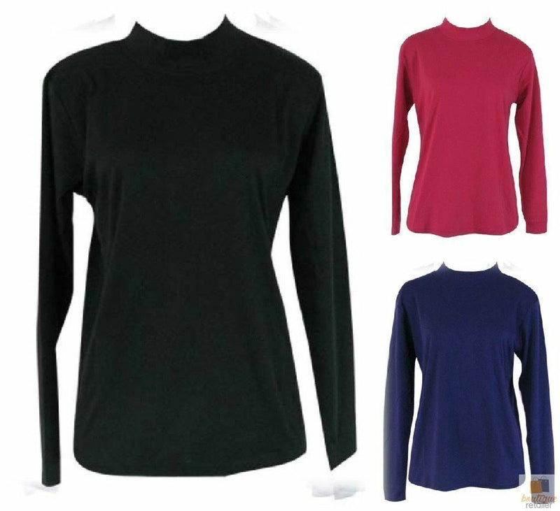 Load image into Gallery viewer, Ladies SKIVVY Turtle Neck Womens Long Sleeve Plain Top Skivvies Warm-1
