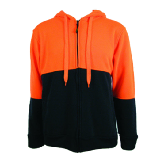 HI VIS Jumper Full Zip Hoodie Safety Workwear Fleecy Fleece Jacket Hooded-4