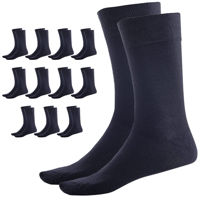 Load image into Gallery viewer, 12 Pairs BAMBOO SOCKS Crew Natural Eco Healthy Enviro Unisex Business Work BULK - Navy-0
