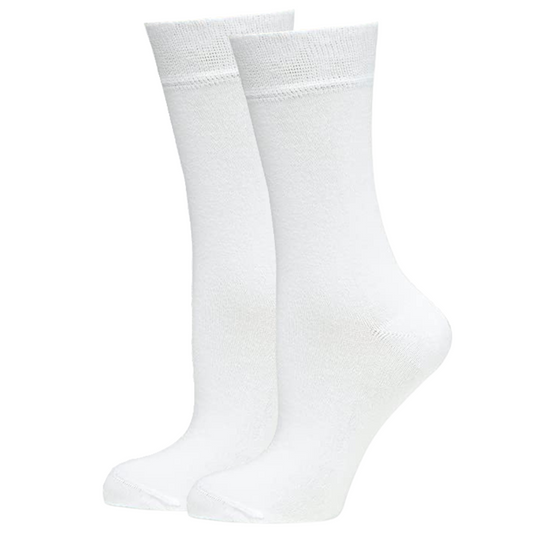 BAMBOO SOCKS Crew Natural Eco Healthy Enviro Unisex Work Anti-Bacterial Business - White-0
