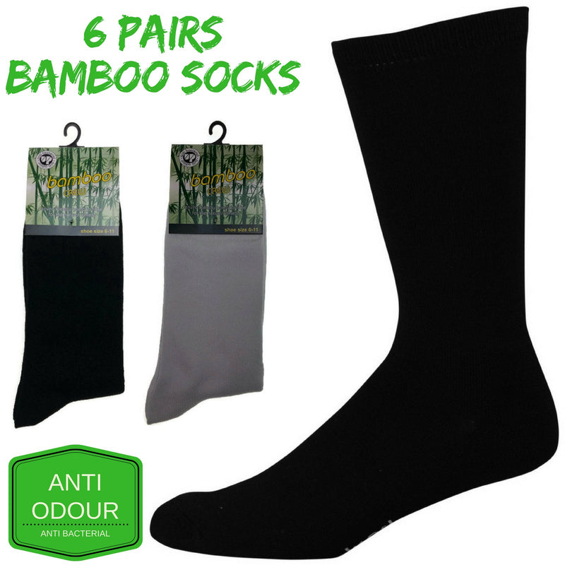 Load image into Gallery viewer, 6 Pairs BAMBOO SOCKS Crew Natural Eco Healthy Enviro Unisex Work Business BULK-1
