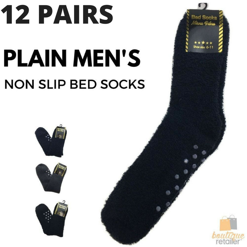 Load image into Gallery viewer, 12 Pairs Mens Non Slip Fur Warm Winter Bed Socks Plain Thermal Warm-1
