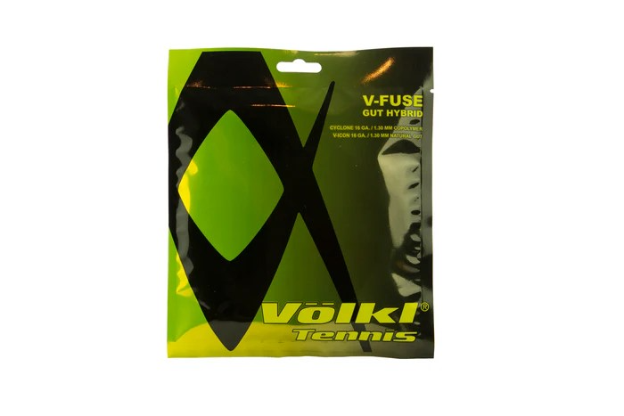 Load image into Gallery viewer, Volkl V-Fuse 16g Hybrid Tennis Racquet Strings in (Black/Yellow)-0
