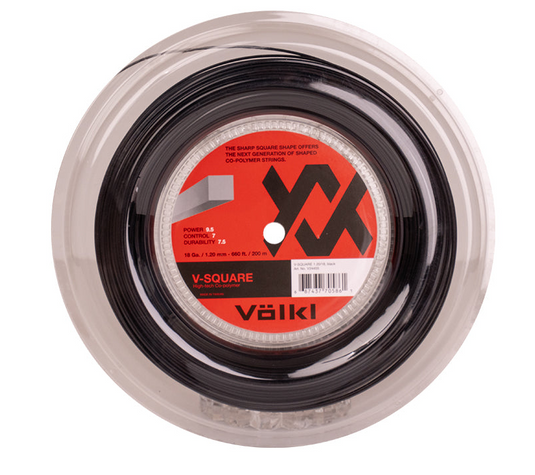 Volkl 200m V-Square 18g/1.20mm Tennis String Reel in Black-0