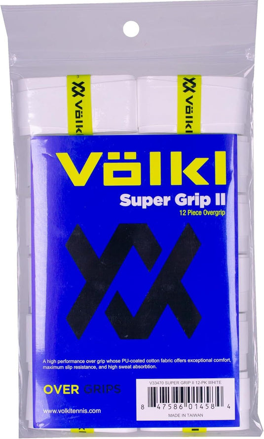 12-Pack Volkl Super Grip II Tennis Racquet Over Grips in White-0