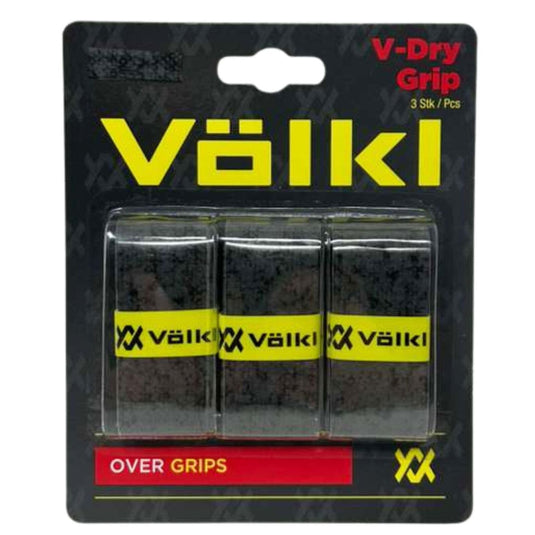 Volkl 3-Pack V-Dry Tennis Overgrips | High Performance Tennis Grip in Charcoal-1