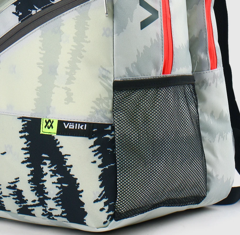 Load image into Gallery viewer, Volkl Zebra Backpack Bag w/ Tennis Racquet Sleeve in White Black-4
