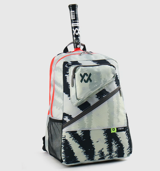 Volkl Zebra Backpack Bag w/ Tennis Racquet Sleeve in White Black-3