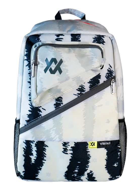 Volkl Zebra Backpack Bag w/ Tennis Racquet Sleeve in White Black-1