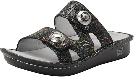 Alegria Womens Leather Violette Sandals Summer Slip On Slipper Flip Flops - Swirly Curly-1