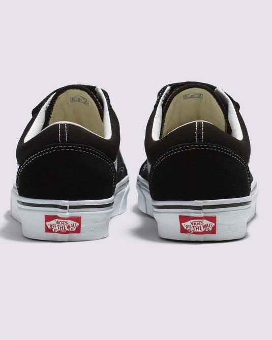 Vans Old Skool V Shoes Suede Canvas Sneakers - Black/White-3