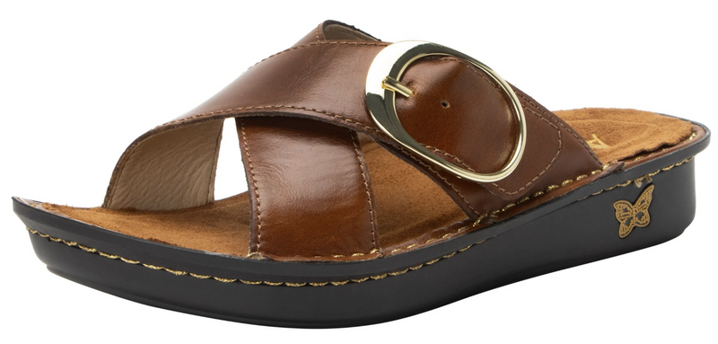 Load image into Gallery viewer, Alegria Vanya Womens Slide Sandals Shoes Leather - Luggage-1
