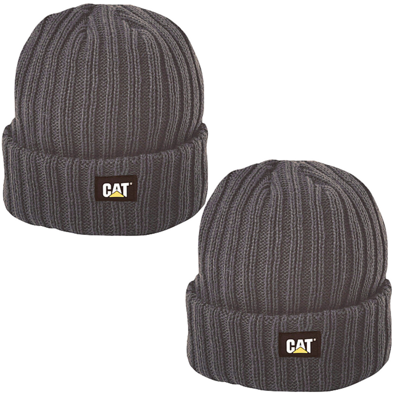Load image into Gallery viewer, 2x CATERPILLAR RIB WATCH CAP - GRAPHITE BEANIE HAT - ONE SIZE-0
