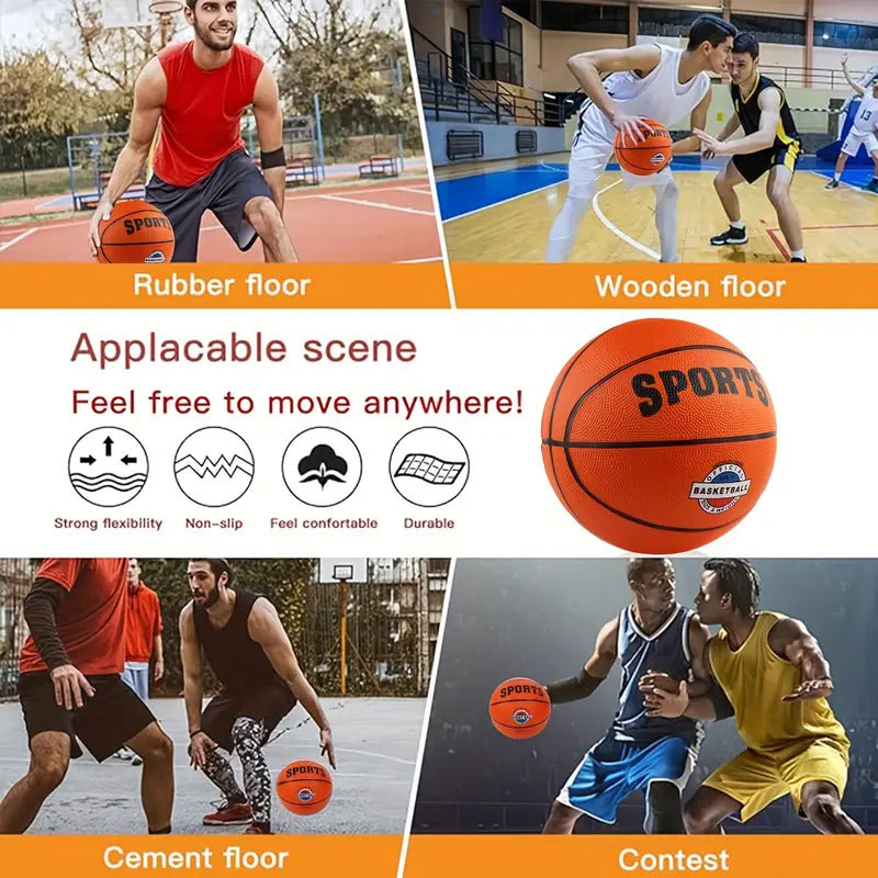 Load image into Gallery viewer, Classic Rubber Basketball Training Standard Size Downtown for NBA- Black/Orange-3
