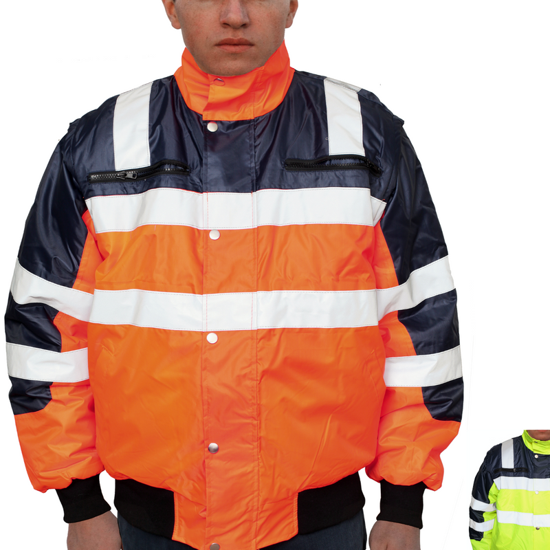 Load image into Gallery viewer, 3-in-1 Hi Vis Quilted Safety Bomber Jacket Waterproof Reflective Workwear-0
