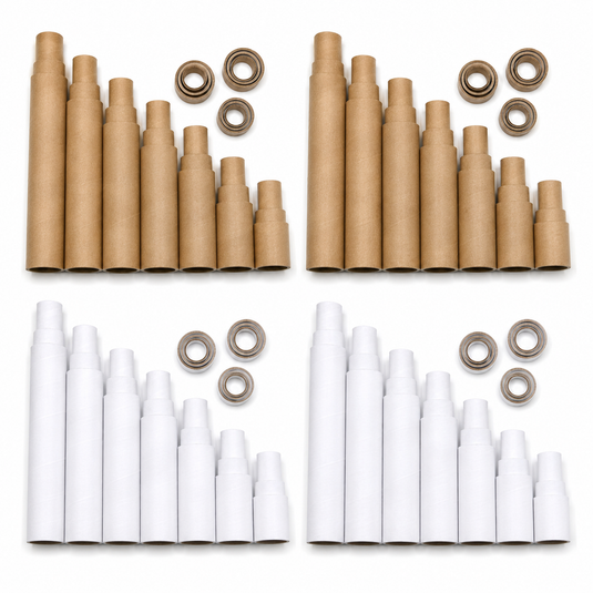 108x Strong Cardboard Paper Tubes for Arts, Crafts, Schools, DIY + More (Assorted Lengths, 30/40/50mm Diameters) in White/Brown-1