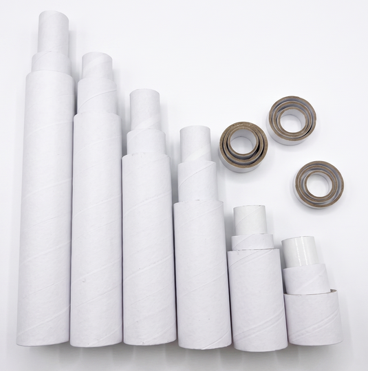 54x Strong Cardboard Paper Tubes for Arts, Crafts, Schools, DIY + More (Assorted Lengths, 30/40/50mm Diameters) in White/Brown-2