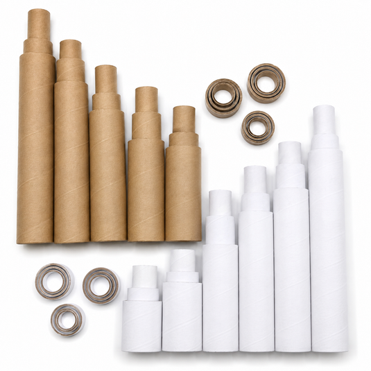 54x Strong Cardboard Paper Tubes for Arts, Crafts, Schools, DIY + More (Assorted Lengths, 30/40/50mm Diameters) in White/Brown-1