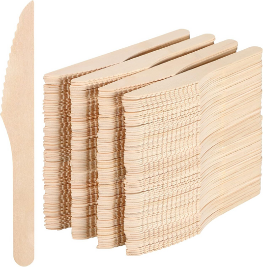 1800x 16.5cm Disposable Wooden Knives Cutlery Knife - Extra Strong (Bulk)-1