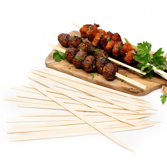 1080x 30cm Bamboo Skewers Disposable Flat Wooden Kebab Satay Meat BBQ Stick-1