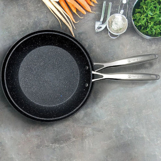 2pc Westinghouse 24cm/28cm Frypan Set Multi-Layer Non-Stick Home Cooking Black-2
