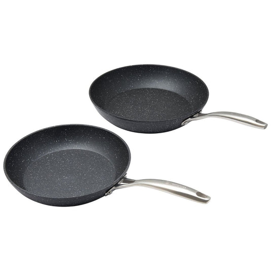 2pc Westinghouse 24cm/28cm Frypan Set Multi-Layer Non-Stick Home Cooking Black-1