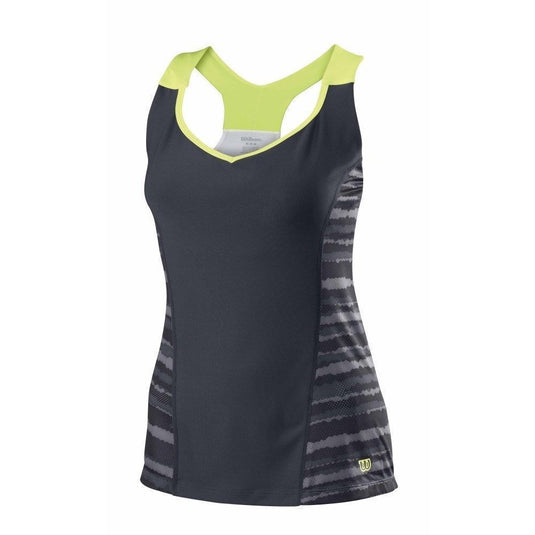 WILSON Womens Cardiff Wavy Print Tennis Tank Top T Shirt Tee - Coal-1