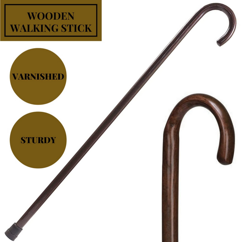 Load image into Gallery viewer, 93cm WOODEN WALKING STICK Wood Cane Pole Carved Varnished Deluxe Sturdy - Mahogany-1
