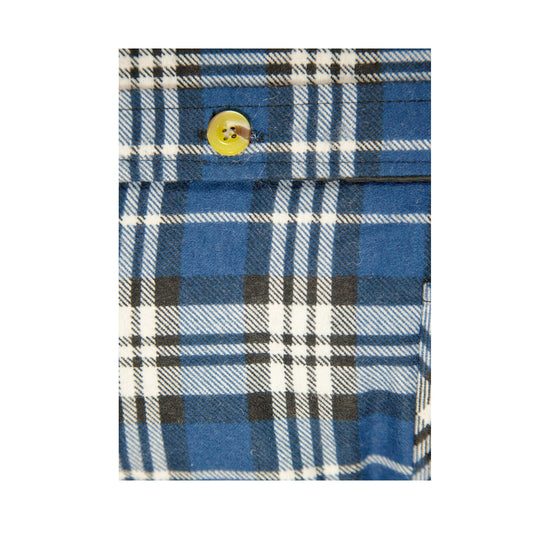 Jacksmith Quilted Flannelette Shirt Mens Jacket 100% Cotton Padded Warm Winter Flannel - Navy/Light Blue-4
