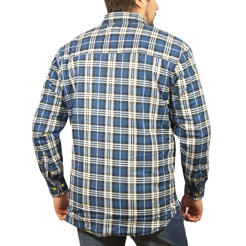 Load image into Gallery viewer, Jacksmith Quilted Flannelette Shirt Mens Jacket 100% Cotton Padded Warm Winter Flannel - Navy/Light Blue-3
