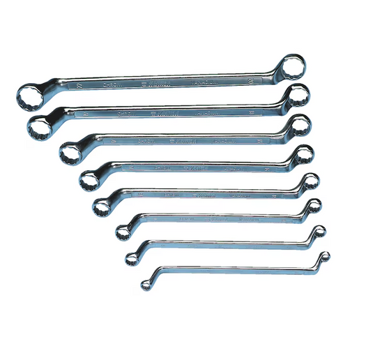 Wurth Double-End Box Wrench Set, Deep Offset – 8 Piece Metric, POWERDRIV Bi-Hex, Chrome Vanadium Steel-0