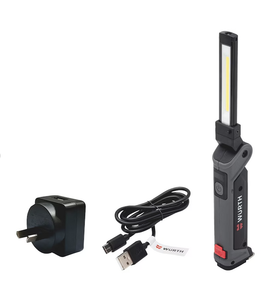Wurth Cordless LED Handheld Work Lamp ERGOPOWER BEND+ – 700 Lumen, Folding Head, USB Rechargeable-1