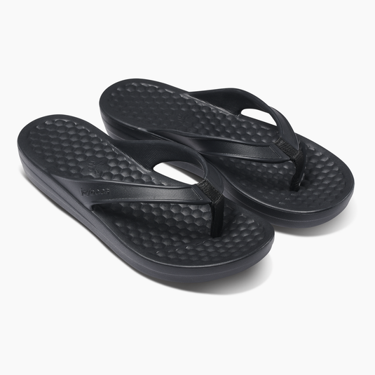 Joybees Womens Varsity Flip Flops Thongs Summer Sandals in Solid Black-4