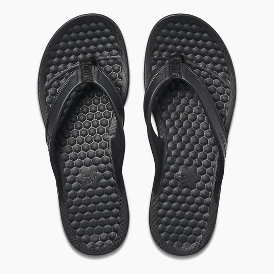 Joybees Womens Varsity Flip Flops Thongs Summer Sandals in Solid Black-3
