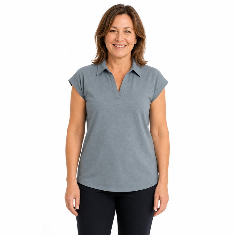 Load image into Gallery viewer, ExOfficio Womens Soytopia Cap Cricket Short Sleeve Shirt Polo Top T-Shirt Tee - Marine-0
