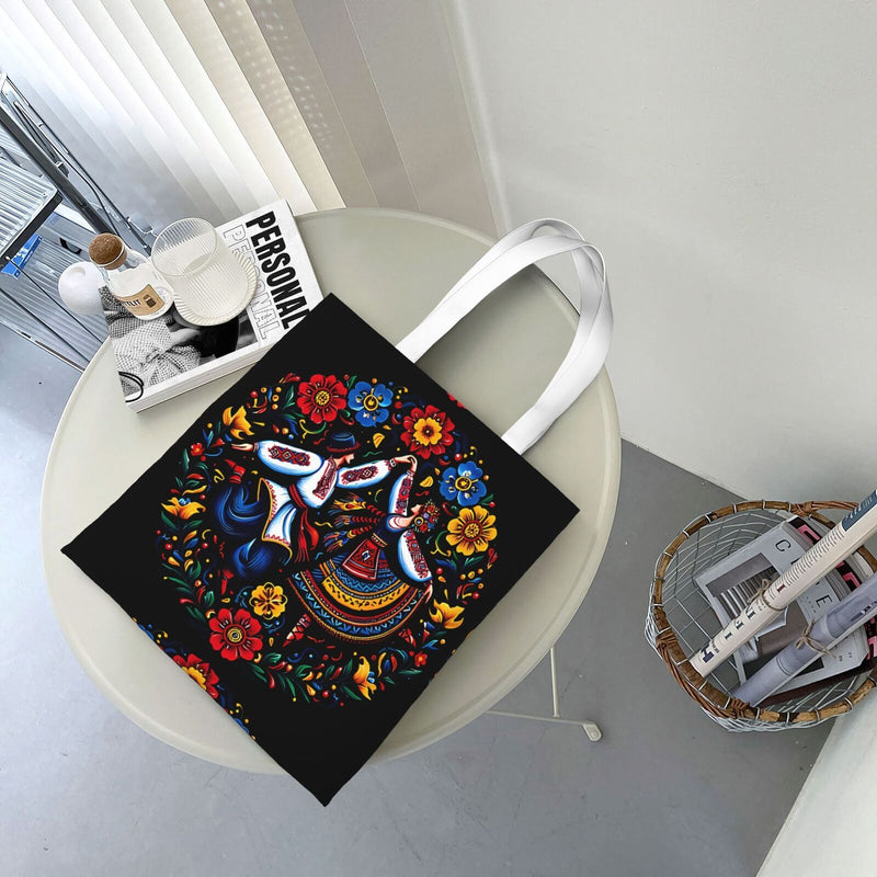 Load image into Gallery viewer, Ukrainian Dance Tote Bag Folk Art Print Reusable Shopping Bag 38x34.5cm-4
