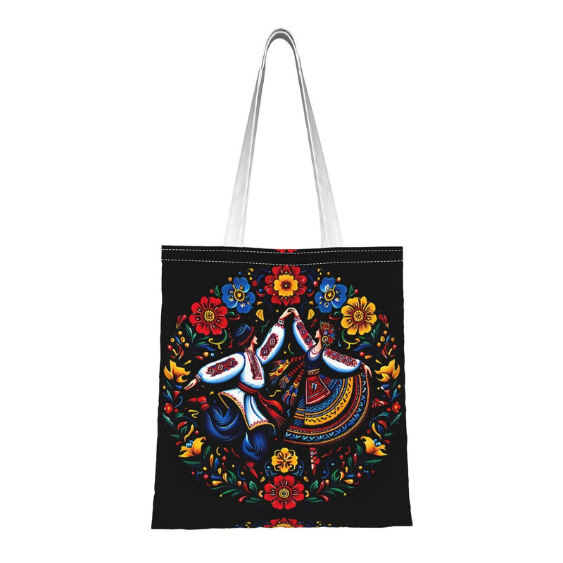 Load image into Gallery viewer, Ukrainian Dance Tote Bag Folk Art Print Reusable Shopping Bag 38x34.5cm-0
