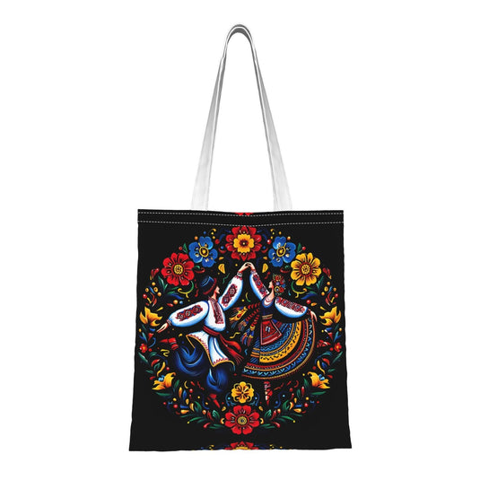 Ukrainian Dance Tote Bag Folk Art Print Reusable Shopping Bag 38x34.5cm-0