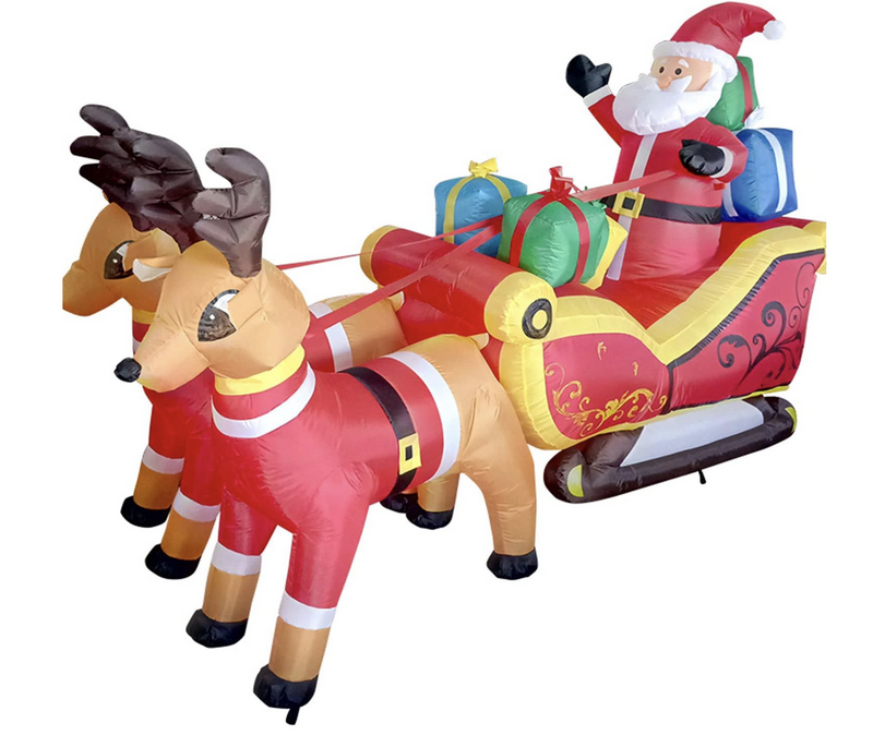 Load image into Gallery viewer, 320cm Xmas Father Christmas Charm Santa Sleigh With Reindeer + LED Lights Inflatable-3
